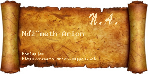 Németh Arion névjegykártya